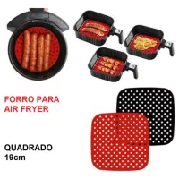 Forro Tapete em Silicone Para Air Fryer 19cm Fritadeira Elétrica QUADRADO Multiuso Universal Vermelho Preto - Foto 4
