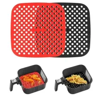 Forro Tapete em Silicone Para Air Fryer 19cm Fritadeira Elétrica QUADRADO Multiuso Universal Vermelho Preto - Foto 6