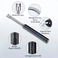 Acendedor De Fogão Isqueiro Eletrico Fogão Churrasqueira Vela Original Recarregavel USB - Foto 5