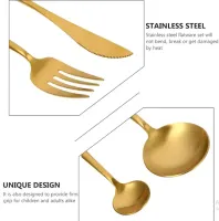 KIT 24 Jogo de talheres Dourado Aço Inoxidável Facas Garfos e Colheres Na Cozinha Talheres kit talheres - Foto 6