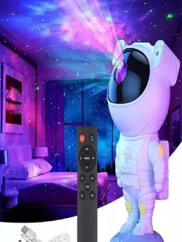 Projetor De Luz Noturna Luminária Astronauta Projeto Galáxia Led Nebulosa Estrelado Com Controle