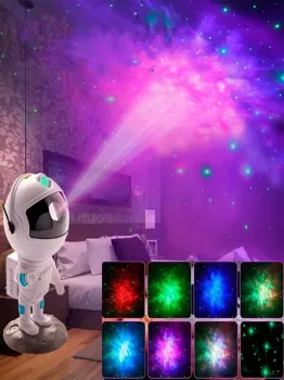Projetor De Luz Noturna Luminária Astronauta Projeto Galáxia Led Nebulosa Estrelado Com Controle - Foto 2