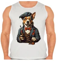 Camiseta Regata adulto ou infantil Cachorro detetive fumando - Foto 2