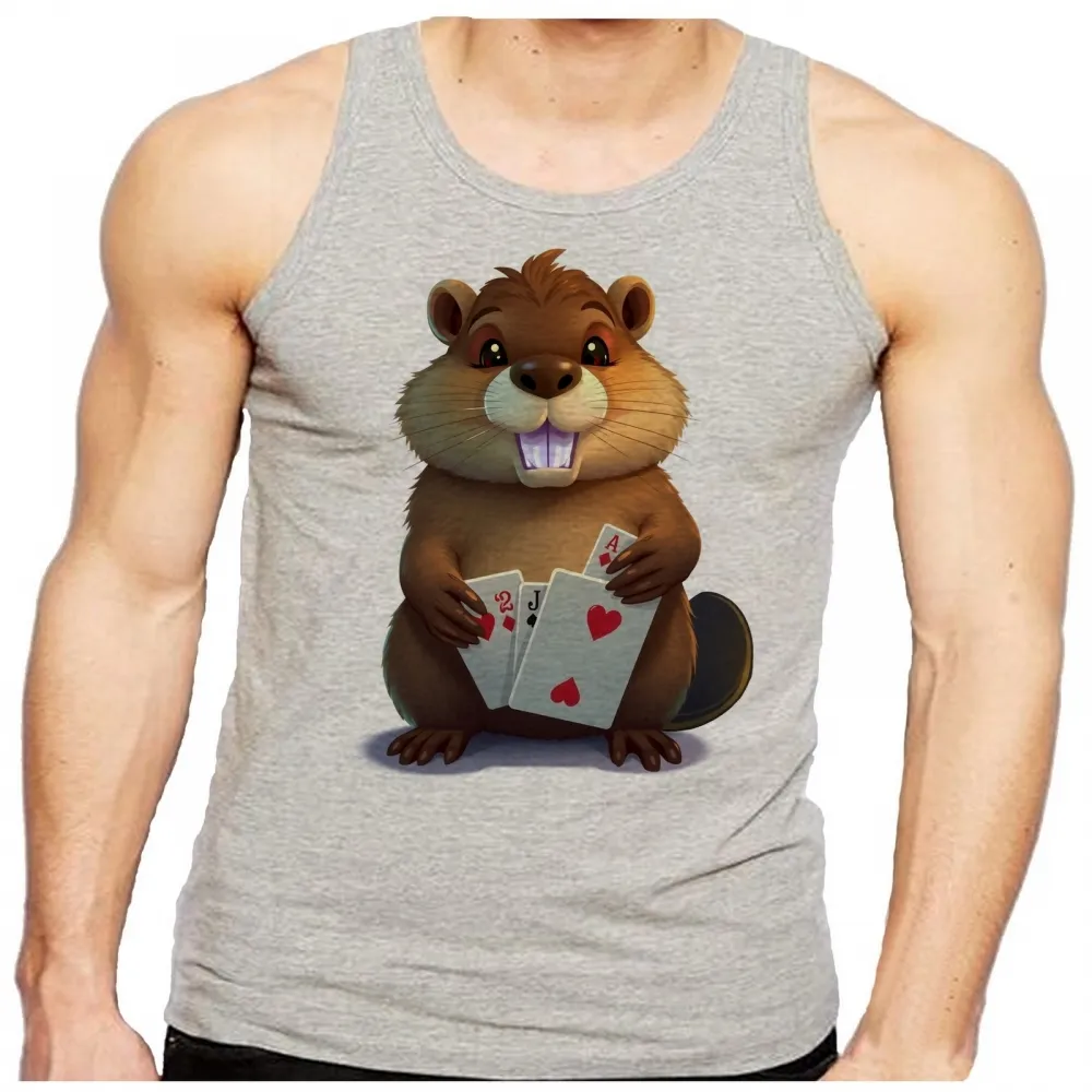 Camiseta Regata adulto ou infantil Castor poker esquilo carta rato roedor canastra Imagem