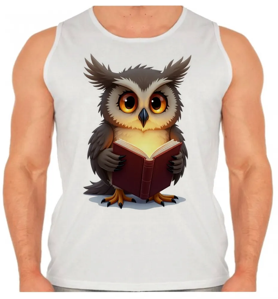 Camiseta Regata adulto ou infantil coruja leitura intelectual livro