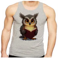 Camiseta Regata adulto ou infantil coruja leitura intelectual livro - Foto 2