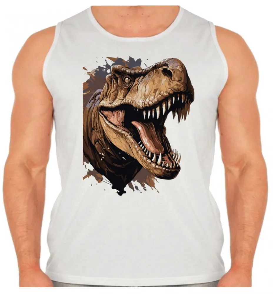 Camiseta Regata adulto ou infantil dinossauro rex repitil