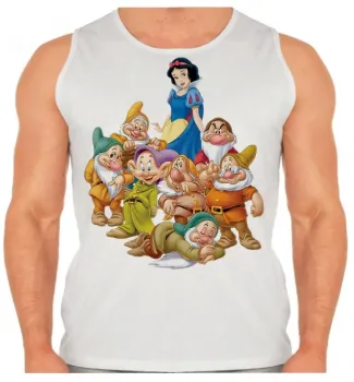 Camiseta Regata adulto ou infantil Branca de neve 7 anões