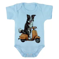 Body Bebê Infantil roupa criança Cachorro boder collie lambreta - Foto 2