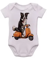 Body Bebê Infantil roupa criança Cachorro boder collie lambreta - Foto 3