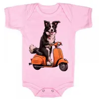 Body Bebê Infantil roupa criança Cachorro boder collie lambreta - Foto 4