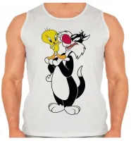 Camiseta Regata adulto ou infantil Gato frajo e Piu piu amigos - Foto 2