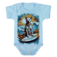 Body Bebê Infantil roupa criança cachorro pit bull praia surf - Foto 2