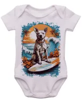 Body Bebê Infantil roupa criança cachorro pit bull praia surf - Foto 3