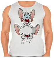 Camiseta Regata adulto ou infantil Pink eo Cérebro desenho antigo bom - Foto 2