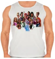 Camiseta Regata adulto ou infantil princesas disney rapunzel frozen branca neve anna mulan moana jasmine bela adormecida Cinderela Aurora Ariel Bela, Pocahontas Tiana Mérida - Foto 2
