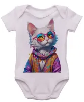 Body Bebê Infantil roupa criança Gato de oculos intelectual - Foto 2
