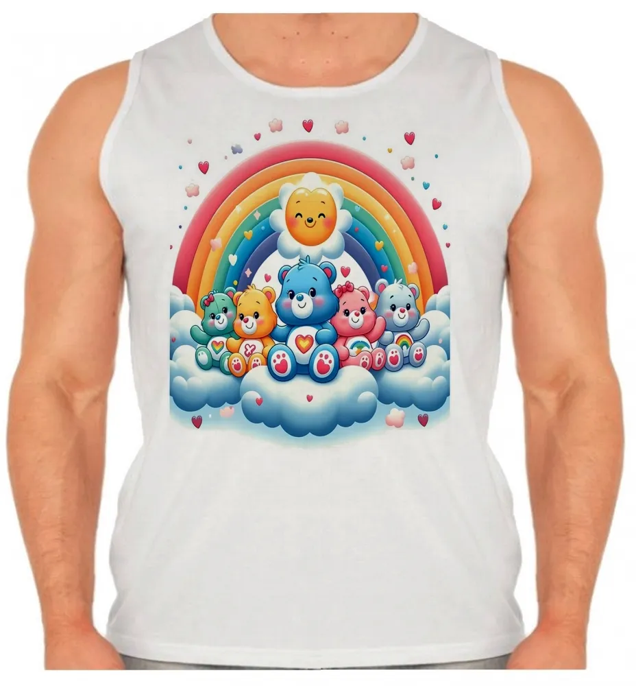 Camiseta Regata adulto ou infantil Ursinhos carinhosos arco iris Imagem