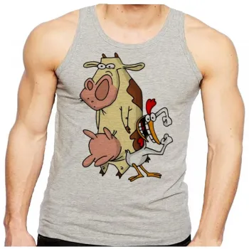 Camiseta Regata adulto ou infantil Vaca eo frango desenho antigo - Foto 2