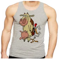 Camiseta Regata adulto ou infantil Vaca eo frango desenho antigo - Foto 2