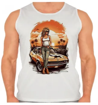 Camiseta Regata adulto ou infantil Carro antigo corvete praia sol - Foto 2