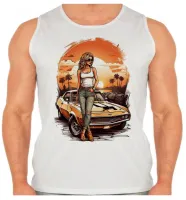 Camiseta Regata adulto ou infantil Carro antigo corvete praia sol - Foto 2