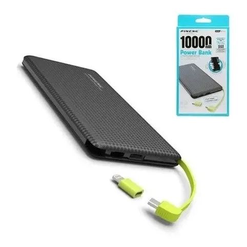 Carregador Portátil Pineng Power Bank 10.000mah com adaptador iPhone,V8