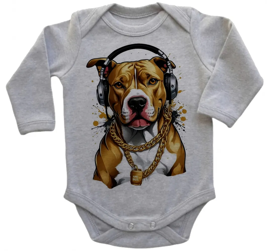 Body Bebê Infantil roupa criança Pitt bull cachorro corrente dourada