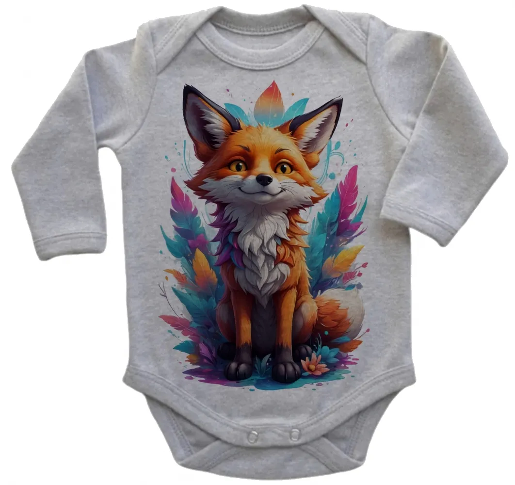 Body Bebê Infantil roupa criança Raposa fox colorida