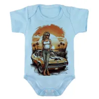 Body Bebê Infantil roupa criança Carro antigo corvete praia sol - Foto 2