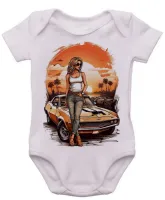 Body Bebê Infantil roupa criança Carro antigo corvete praia sol - Foto 3