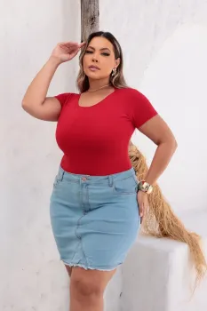 PLUS - BODY MANGA CURTA GOLA REDONDA