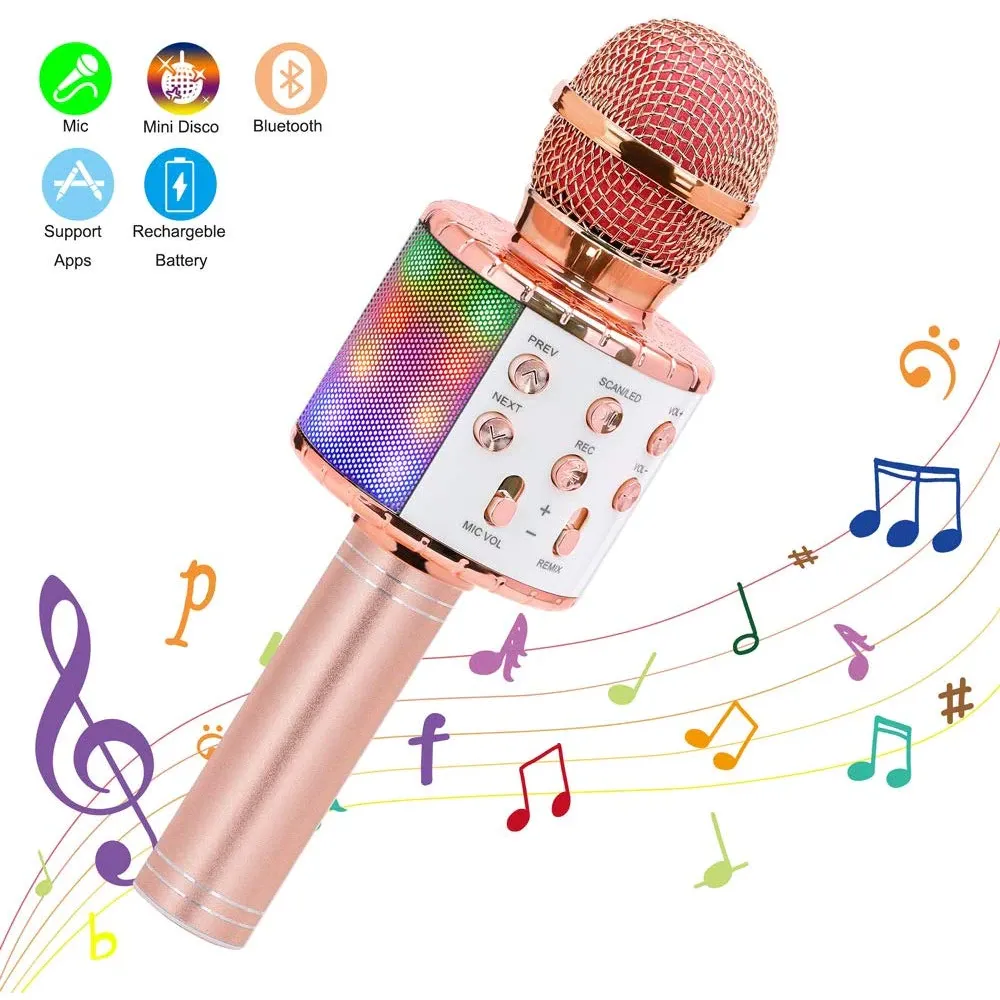 WS-858 - Microfone infantil de Karaoke Microfone de Brinquedo Sem Fio Bluetooth Imagem