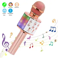 WS-858 - Microfone infantil de Karaoke Microfone de Brinquedo Sem Fio Bluetooth