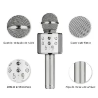 WS-858 - Microfone infantil de Karaoke Microfone de Brinquedo Sem Fio Bluetooth - Foto 7