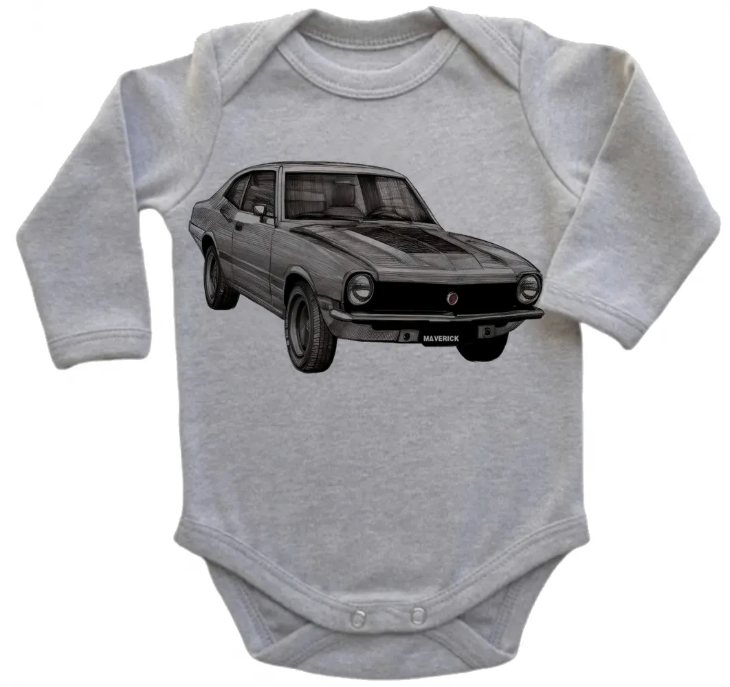 Body Bebê Infantil roupa criança Ford Maverick v8 carro antigo