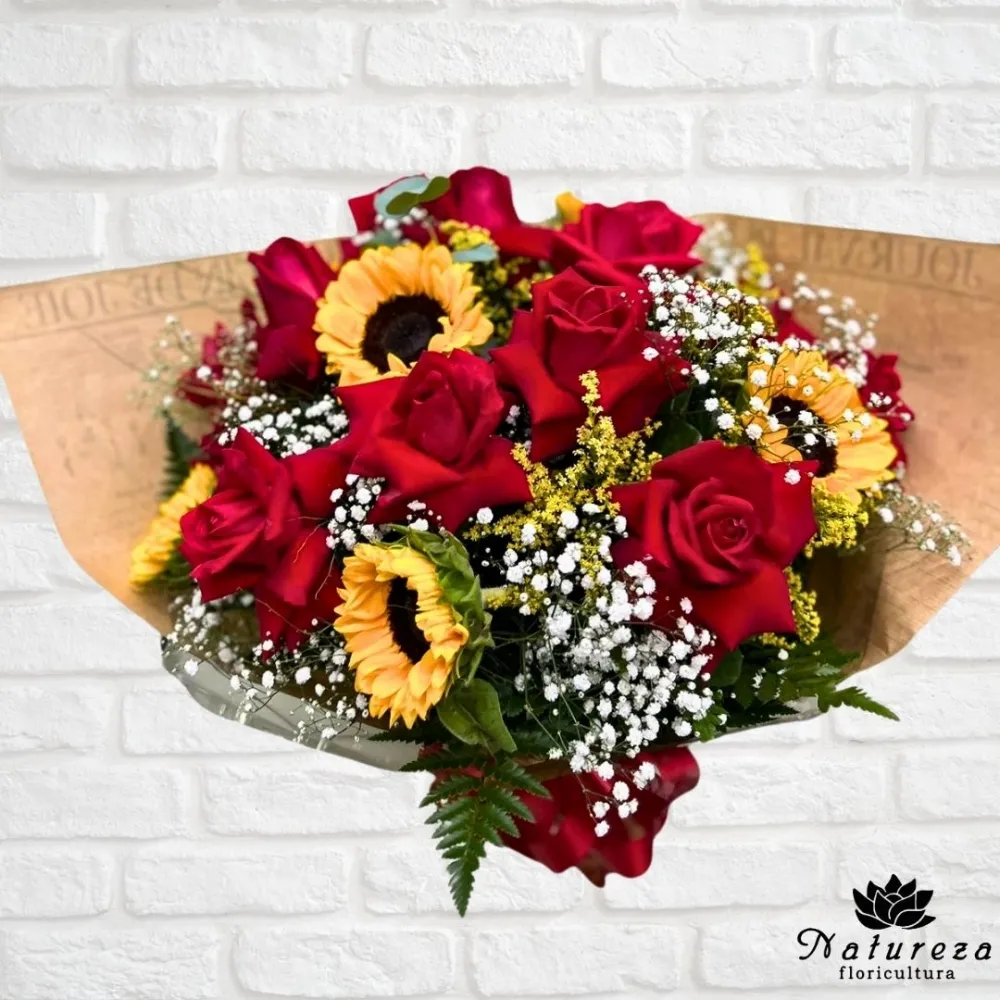  Buquê Rosas e Girassóis   Imagem