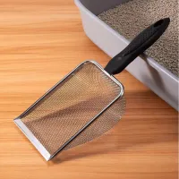 Prática Pá De Aço Inoxidável Para Animais De Estimação Confortável Scooper De Ninhada De Gato De Superfície Aumentada