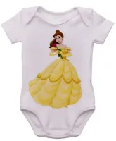 Body Bebê Infantil roupa criança Bela ea fera princesa da Disney - Foto 3