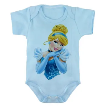 Body Bebê Infantil roupa criança Cinderela princesa vestido azul - Foto 2