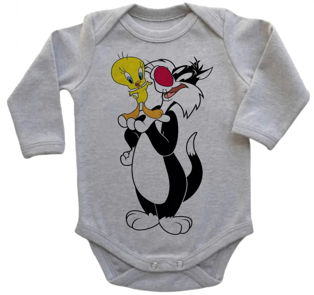 Body Bebê Infantil roupa criança Gato frajo e Piu piu amigos Imagem