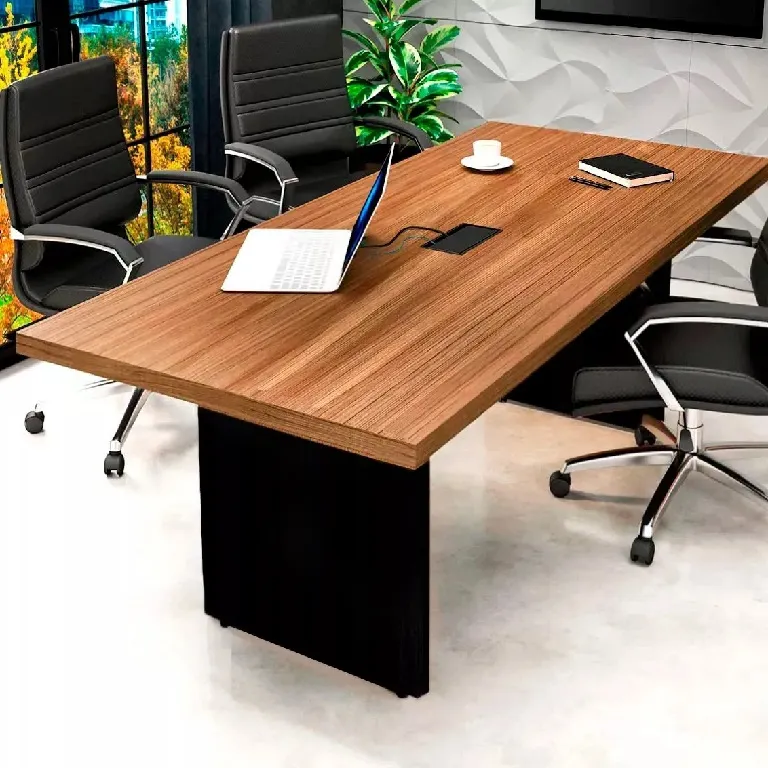 Mesa de Reunião Retangular 2000 com Tampo 40mm e Caixa para Tomadas Start Imagem