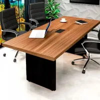 Mesa de Reunião Retangular 2000 com Tampo 40mm e Caixa para Tomadas Start