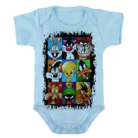 Body Bebê Infantil roupa criança Pernalonga frajola taz mania piu piu patolino coiote marvin marciano ligeirinho pepe le pew - Foto 2