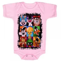 Body Bebê Infantil roupa criança Pernalonga frajola taz mania piu piu patolino coiote marvin marciano ligeirinho pepe le pew - Foto 4
