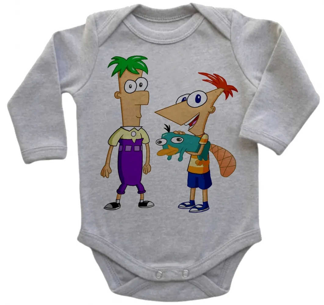 Body Bebê Infantil roupa criança Phineas e Feb desenho antigo Imagem