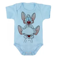 Body Bebê Infantil roupa criança Pink eo Cérebro desenho antigo bom - Foto 2