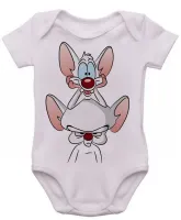 Body Bebê Infantil roupa criança Pink eo Cérebro desenho antigo bom - Foto 3