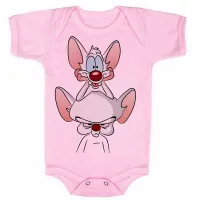 Body Bebê Infantil roupa criança Pink eo Cérebro desenho antigo bom - Foto 4