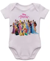 Body Bebê Infantil roupa criança princesas disney rapunzel frozen branca neve anna mulan moana jasmine bela adormecida  - Foto 3